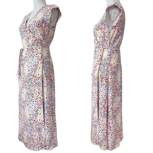 GAP Side Button Ditsy‎ Floral Wrap Midi Dress Size 2P Modest Church Prairie NWT - Picture 2 of 11